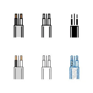 Uf underground feeder set cable color icon vector Stock Illustration