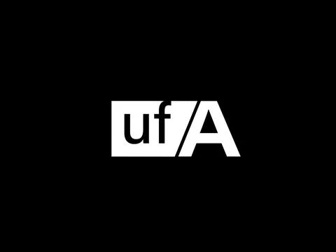 UFA Logo and Graphics design vector art, Icons isolated on black background Illustrazione stock