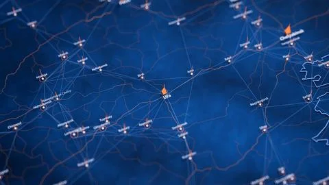 Ufa map big data visualization. Futuristic map infographic of city in Russia Stock Illustration