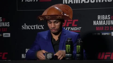 UFC fighter Andre Lima attends press conference after suffering bite from his op Stock Footage 269757433