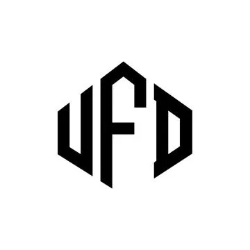 UFD letter logo design with polygon shape. UFD polygon and cube shape logo .. Stock Illustration