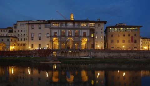 Uffizi Gallery at night Stock Photos