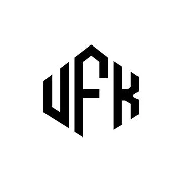 UFK letter logo design with polygon shape. UFK polygon and cube shape logo .. Illustrazione stock