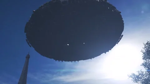 UFO above Eiffel Tower Stock Footage 305971733