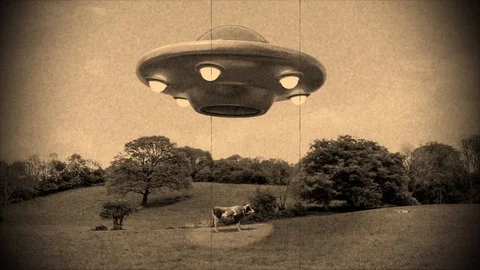 UFO alien abduction cow ufo unidentified... | Stock Video | Pond5