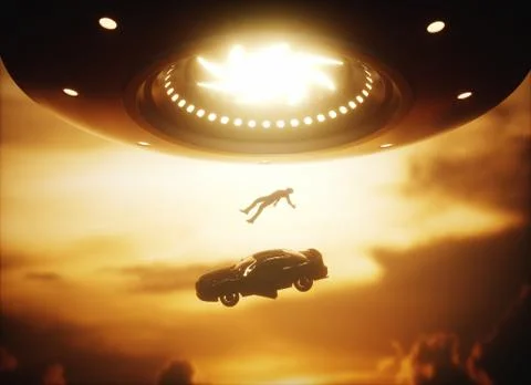 UFO Alien Abduction Illustrazione stock