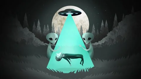 Ufo alien abduction of man in the forest Stock Footage 315091642