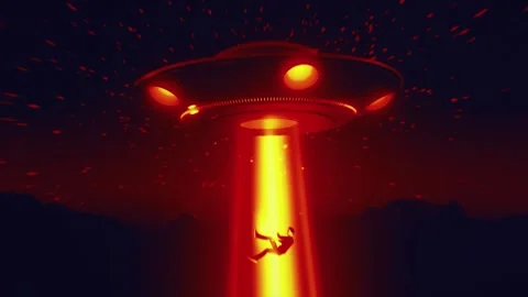 UFO Alien Abduction Red Sky Stock Footage 264512756