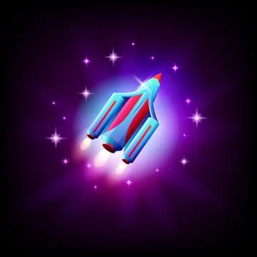 Ufo alien spaceship on the background of space and stars icon, vector Иллюстрация