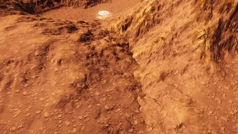 Ufo Alien Spaceship On Mars like Landscape Video stock 91672644