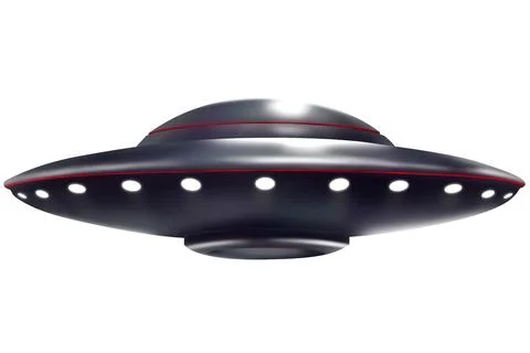 UFO. Alien spaceship on white background, illustration Stock Photos