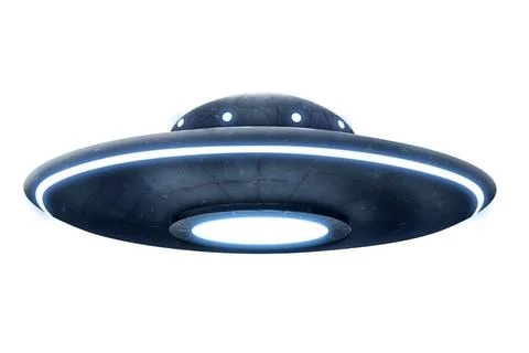 UFO. Alien spaceship on white background, illustration Stock Photos
