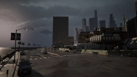 UFO and alien attack on planet Earth 04 Stock Footage 285220546