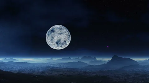 UFO and alien moon landscape Stock Footage 49736588