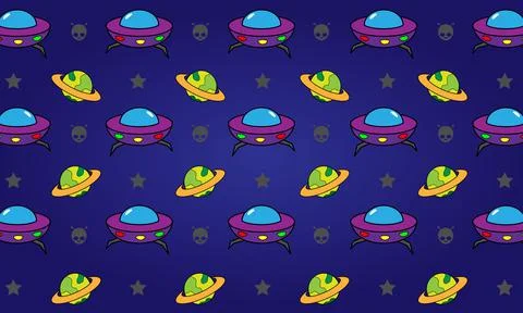 UFO and Saturn Background. Suitable for children's products Stock-Illustration