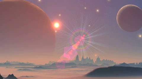 UFO and two moons Video stock 62538631