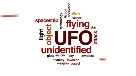 UFO animated word cloud, text design animation. Stock Footage 80065946