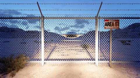 UFO in the area 51 Stock Illustration