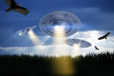 Ufo attack illustration Ilustração Stock