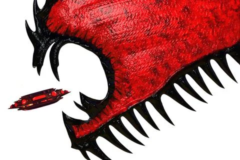 UFO that is attempting to escape an intergalactic creature Stock Illustration