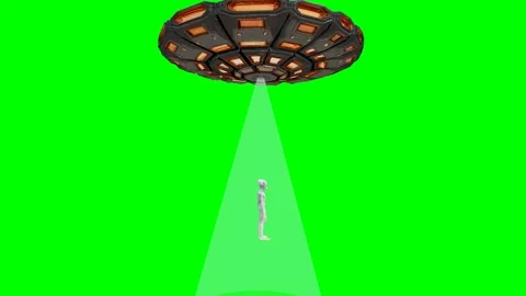 UFO beam lifting humanoid figure for alien abduction 4K Stock Footage 336916457