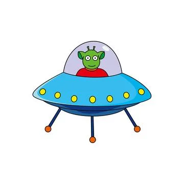 Ufo cartoon. cute alien vector illustration. Stock Illustration