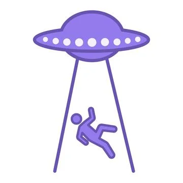 UFO Color Icon. Vector Icon. Aliens Take Human to Alien Ship Stock Illustration