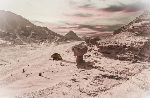 Ufo crash on mars Stock Illustration