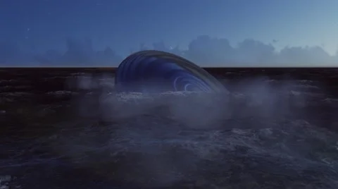 UFO crash into a winter sea Stock Footage 57238959