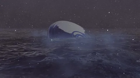UFO crash into a winter sea Stock Footage 57238960