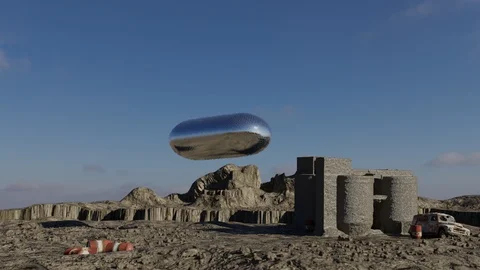 UFO Desert Isolation Stock Footage 92222761