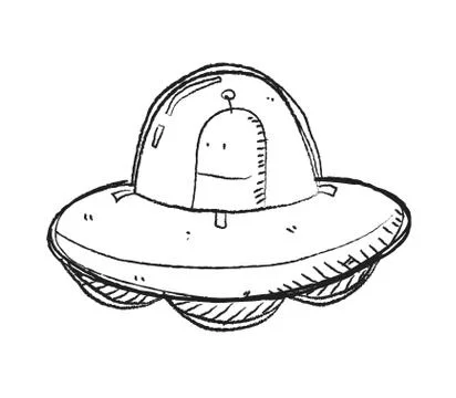 UFO Doodle Stock Illustration