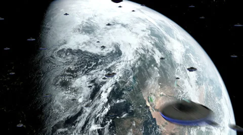 UFO Earth invasion animation Stock Footage