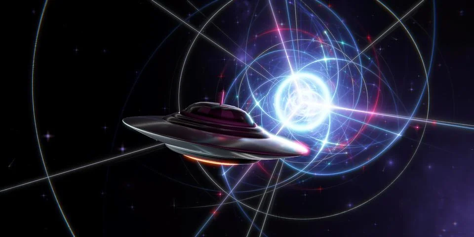UFO exiting Hyperspace Illustrazione stock