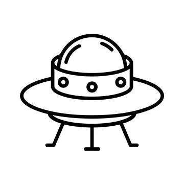 UFO flat icon. Pictogram for web. Line stroke. Isolated on white background.  Stock Illustration