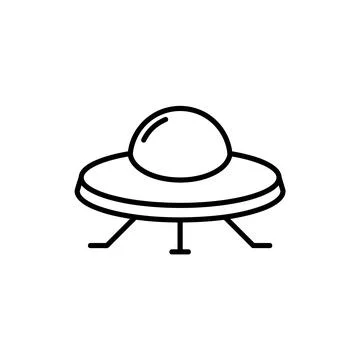 UFO flat icon. Pictogram for web. Line stroke. Isolated on white background.  Stock Illustration