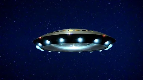 An ufo flies head-on towards the viewer Stock Footage 107088108