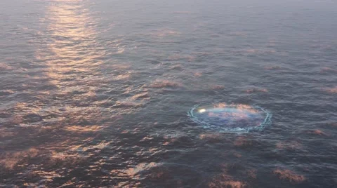 UFO flies out of the ocean Stock Footage 61484443