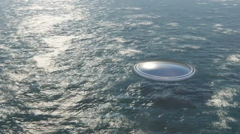 UFO flies out of the ocean Stock Footage 61484446