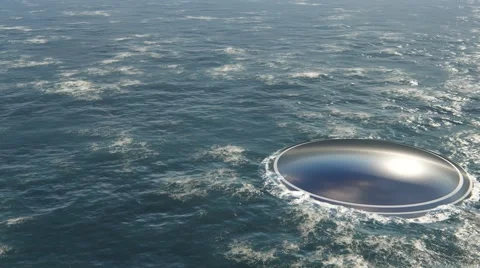 UFO flies out of the ocean Stock Footage 61484447