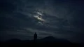The UFO flight above the male in a night mountain 4k or 4k+ Resolution