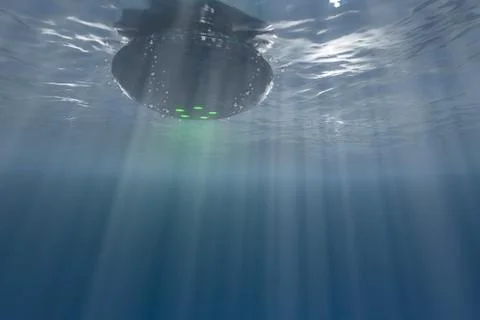 Ufo floating underwater Stock Illustration