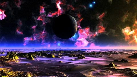 UFO Fly Around Alien Planet Stock Footage 84472548
