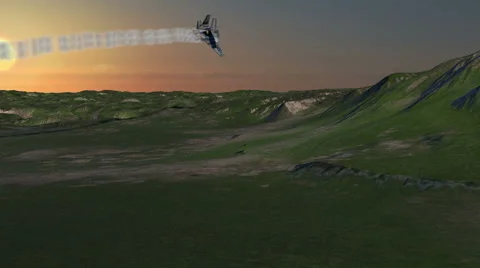 UFO Fly Over Alien Planet With Vapor Trail Stock Footage 53230969