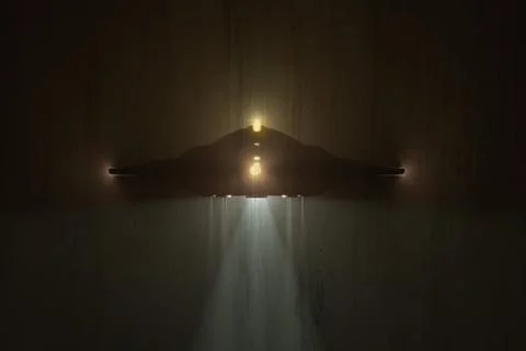 Ufo flying into the darkness Stock Illustration