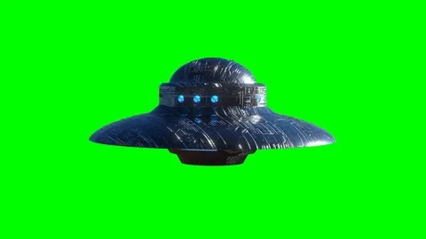 Ufo flying on green background. 3d render Video stock 114329680