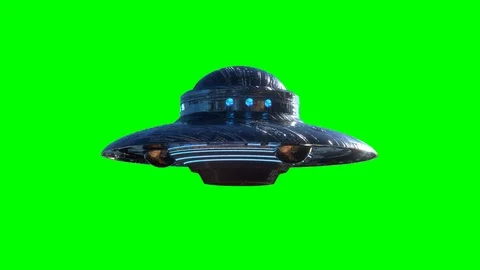 Ufo flying on green background. 3d render Stock Footage 114329908