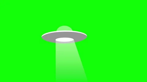 UFO Flying on Green Screen Background (Chroma key) Stock Footage 289425195