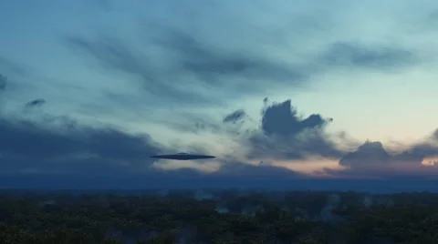 Ufo flying over forest Stock Footage 59731091