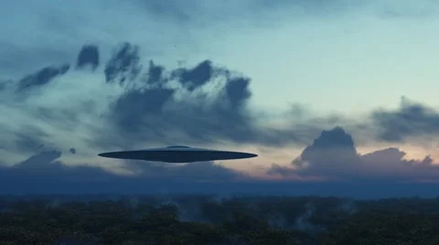 Ufo flying over forest Stock Footage 59731102